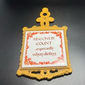 Vintage Cast Iron Trivet Ceramic Hot Plate Seconds Count Especially When Dieting